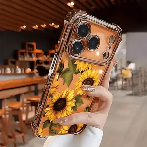 This sunflower-themed, stylish phone case features a drop-proof and non-slip TPU full-coverage lens-plated design. It's compatible with iPhone 17, 16, 15, 14, 13, 12, 11, XS, X series, and makes a great gift for friends or family.