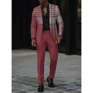 Trendy Fashion Small Suit for Men Spring and Autumn Versatile Blazer Men's High-end Suit with Long Pants Set Menswear Formal Workwear Trouser Wetsuit Checked wedding guest outfits Plaid