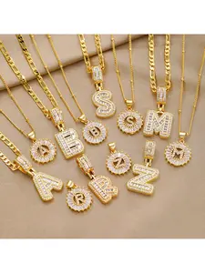 Copper plated 18k initial letter pendant necklace 2-piece set of letter necklace, with adjustable 17 inch -19 inch necklace, suitable for women's Valentine's Day birthday anniversary jewelry set