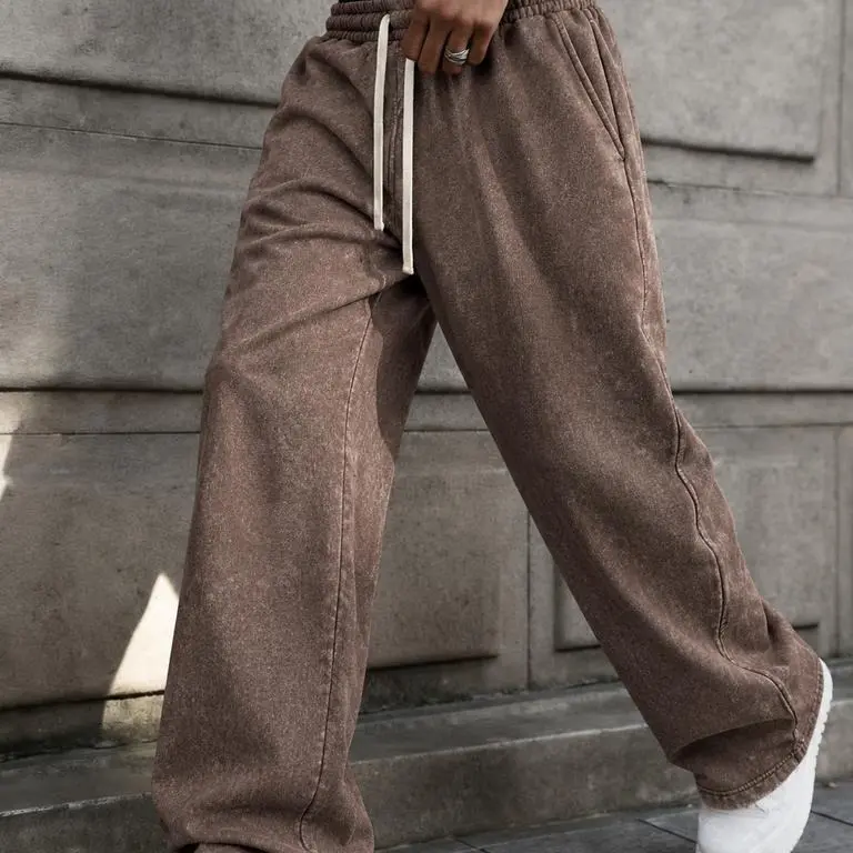 Men’s Acid-Wash Washable Solid-Color Loose-Fit Athletic Casual Sweatpants - Unisex, All-Season, 1-Pack Options, Back-to-School Apparel pants for men