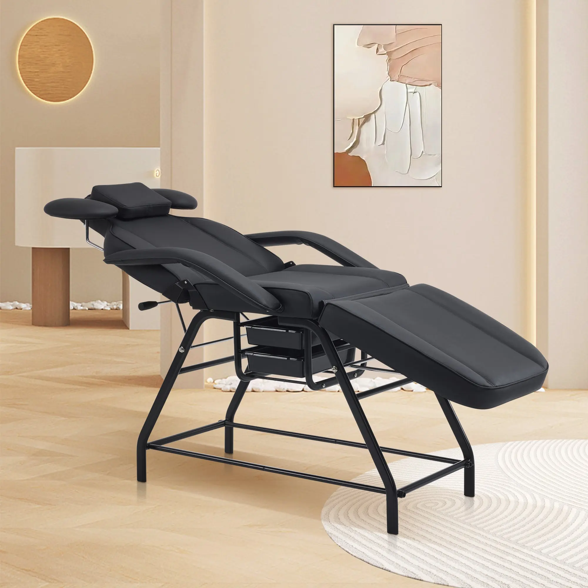 BarberPub Adjustable Massage Esthetician Facial Bed - 180-Degree Lash Recliner Chair, 300 lbs Capacity, Model 2110