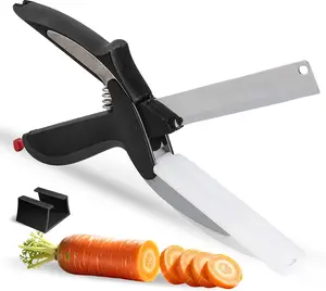  Food Cutting Scissors with Built-in Chopping Board - Premium Stainless Steel Kitchen Shears for Vegetables Fruits Meat Poultry - 2-in-1 Multi-Purpose Dishwasher Safe