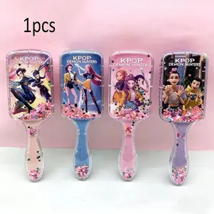 Kpop Hair Comb Square Pad Cartoon Design High-Quality Long Handle Brush, Universal Hair Brush, Fashionable Hair Care Tool