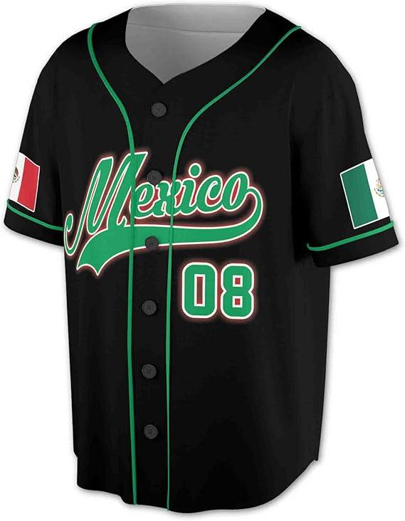 Personalized Name Mexico Flag 3D All Over Print Baseball Jersey Shirt Size XS-5XL