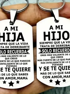 1/2pcs Inspirational Gifts for Men Motivational Quotes Keychain To My Son To My Daughter HIJO HIJA Spanish Keychain Stainless Steel Keychain