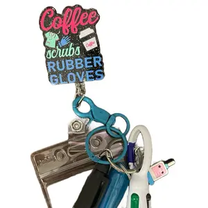 Badge Buddy with Badge Reel, Mini Highlighter, Sharpie, Marker, Pen, Flashlight & Shears - Ideal for Productive Badge-Wearing clip
