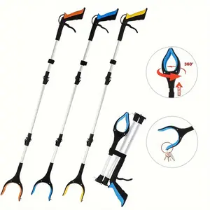 43" Extra Long Grabber Tool - Foldable Lightweight Aluminum Arm Extension with Magnetic Tip, Multi-Angle Gripping, Ideal for Elderly and Home Spaces(random color)