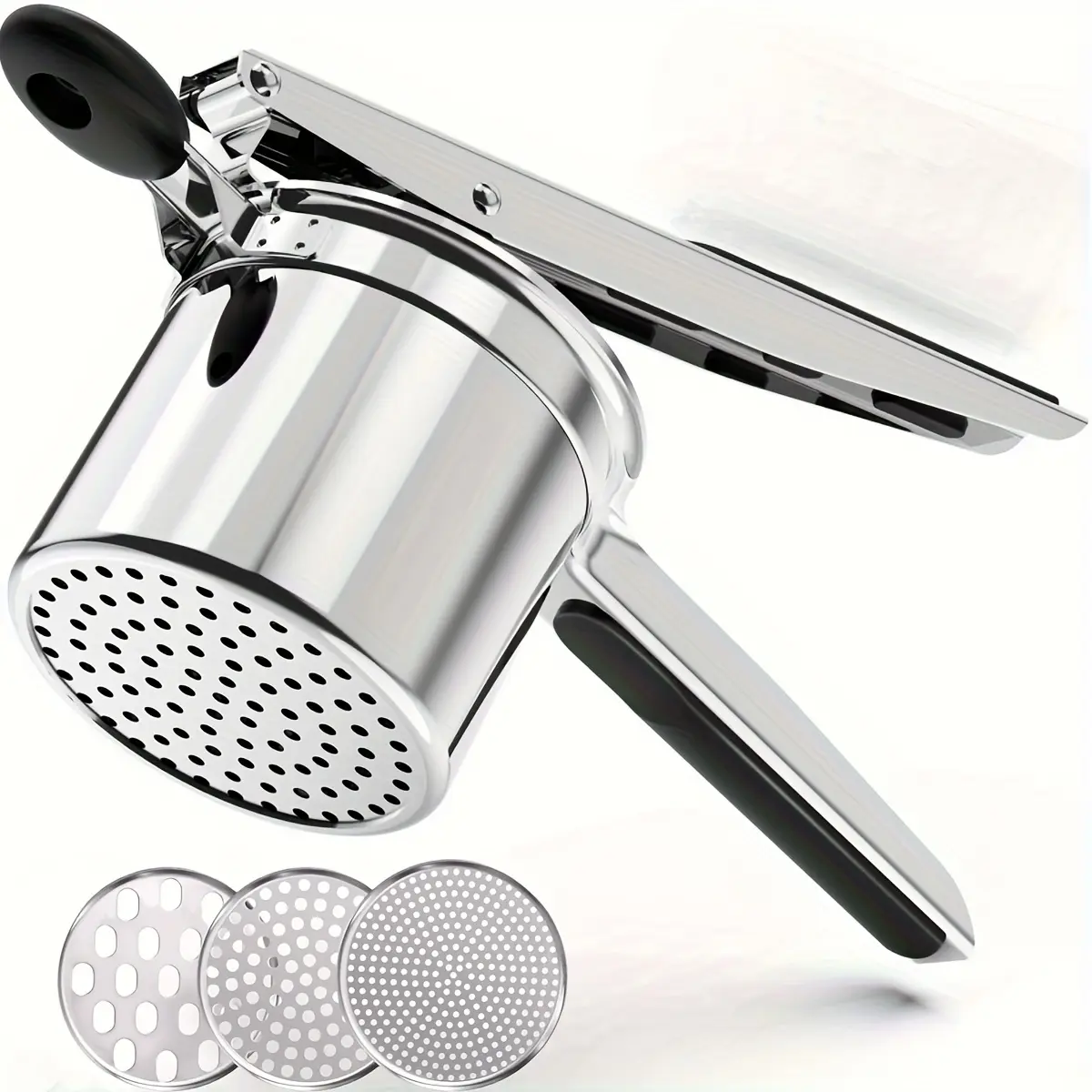 Ricer For Mashed Potatoes, Heavy Duty Potato Masher With 3 Interchangeable Discs, Potato Ricer Stainless Steel For Fluffy Mashed Potato, Spaetzle Maker, Potato Press, Passatelli Maker