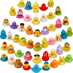 Rubber Duck Toy Duckies for Kids - 50 Pack - Sensory Play, Stress Relief, Stocking Stuffers, Bath Birthday Gifts Baby Showers Classroom Incentives, Summer Beach and Pool Activity - Style 2