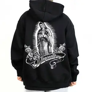 Guadalupe Virgin Mary Pray Flower, Chicano Clothing, Gangster clothes, Hoodies for men, Men's clothing, Streetwear, Lowrider, Graphic tee, Men gifts