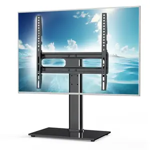 Universal TV Stand Base - Table Top TV Stand for 26-55 inch LCD LED TVs - Height Adjustable TV Mount Stands with Tempered Glass Base, VESA 400x400mm, Holds up to 99lbs