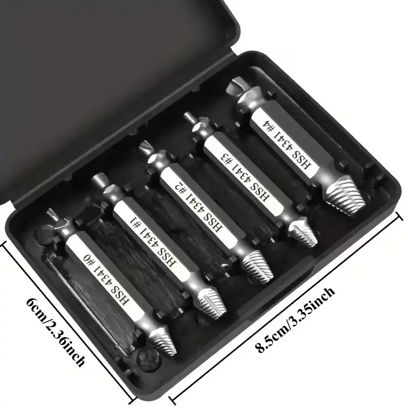 5PCS Screw Extractor Set | Easy Remove Stripped & Broken Bolts | Heavy Duty Steel Drill Bit Kit for Auto Repair