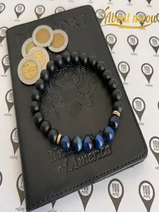 Blue Tigereye Bracelet, Onyx Bracelet, Matte Onyx Bracelet, Blue Beaded Bracelet, 8mm Beaded Bracelet, Bead Bracelet