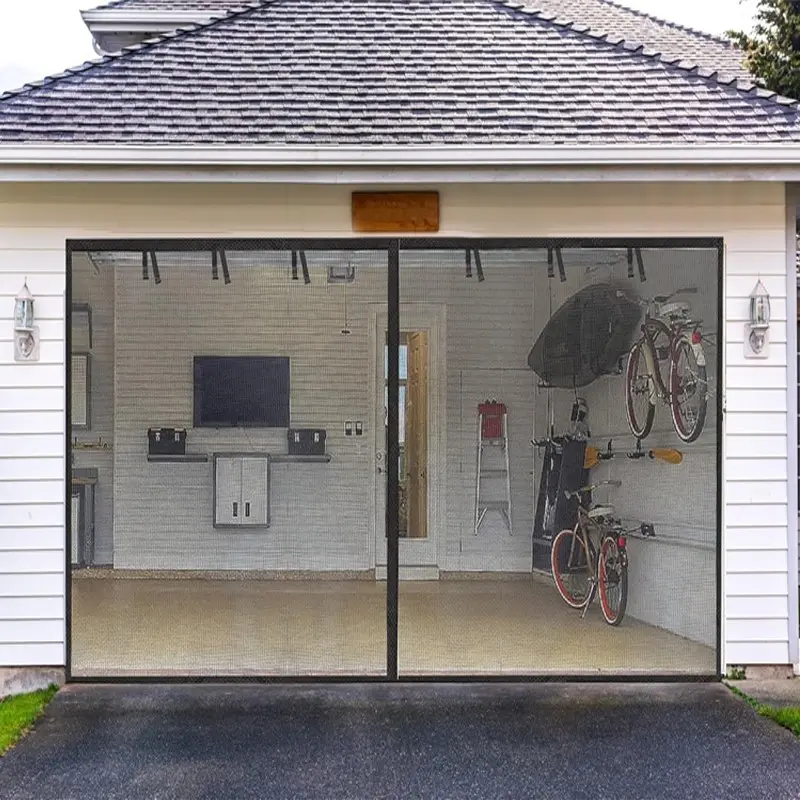 1 Car Garage Screen Door, Magnetic Self-Sealing Fiberglass Mesh, Durable, Weighted Bottom, Anti-Insect Anti-Animal, Easy Install