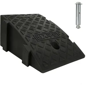 Plastic Curb Ramp 6.3" Rise Height Heavy Duty Driveway Curb Ramps, Threshold Ramp for Forklifts, Trucks, Buses, Cars, Wheelchairs, Bikes - 9.8 L x 15.75 W (Black)