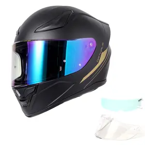 OTS Matte Black Gold Full Face Motorcycle Helmet DOT Approved Lightweight Design with Removable Liner for Enhanced Comfort and Durable Construction