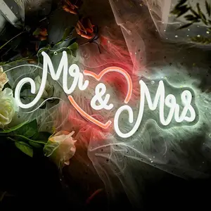 SERBASIC Mr & Mrs Dimmable Neon Sign - With ON/OFF Switch, Romantic Wall Decor, Home Decor Gift for Novelty Lighting, Led Ambient Lighting, Led Wall Decor