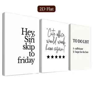 3 Piece Framed Office Wall Decor Set, Friday Vibes Art Poster, Coffee Humor Canvas Print, Home & Dorm Decoration, Classroom Poster, Living Room, Bedroom, Bathroom Wall Art