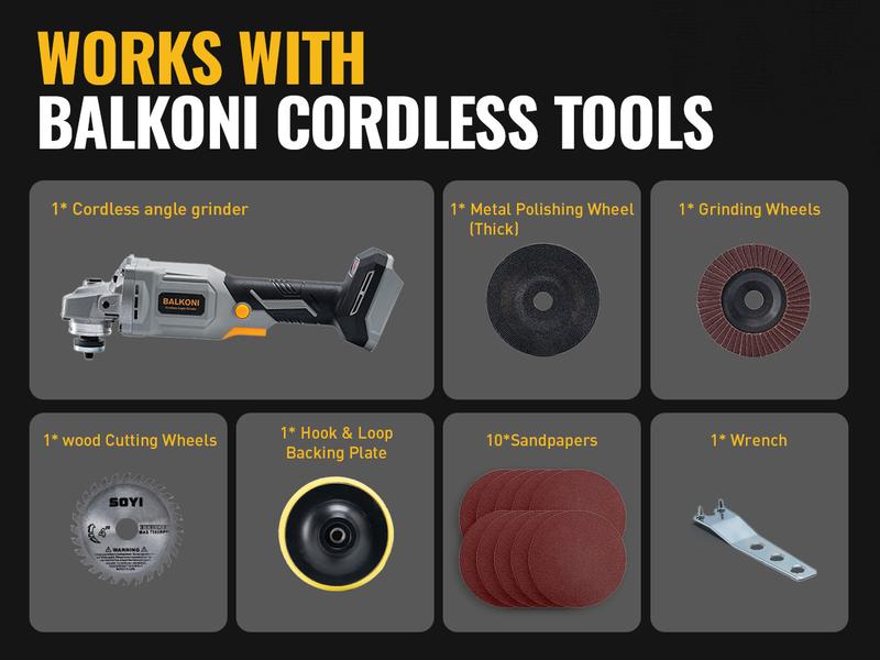 Brushless Motor Angle Grinder Cordless With Battery And Extensive Accessories, A Multi-purpose Machine, No Load Speed: 9000r/min, Three Adjustable Speed Settings, And A Compact Design, Perfect For Grinding And Polishin