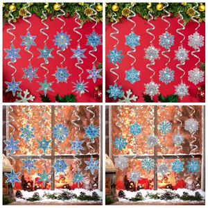 12pcs/set Sparkling DIY Diamond Painting Christmas Ornaments Kit - Acrylic Diamond Art Christmas Snowflake Ornaments for Home and Outdoor X'mas Tree, Window Hanging Decor, Great Handmade Crafts Gifts for Friends and Family