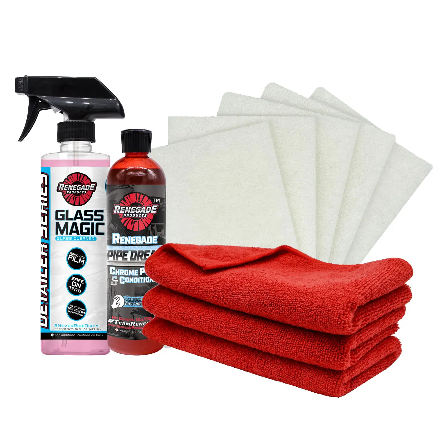 Renegade Products Chrome Maintenance Bundle – Restore & Protect Chrome, Metal & Marine Surfaces | Includes Chrome Polish, Glass Cleaner, Steel Wool & Towels Renegade Products Chrome Maintenance Bundle – Restore & Protect Chrome, Metal & Marine Surfaces | Includes Chrome Polish, Glass Cleaner, Steel Wool & Towels