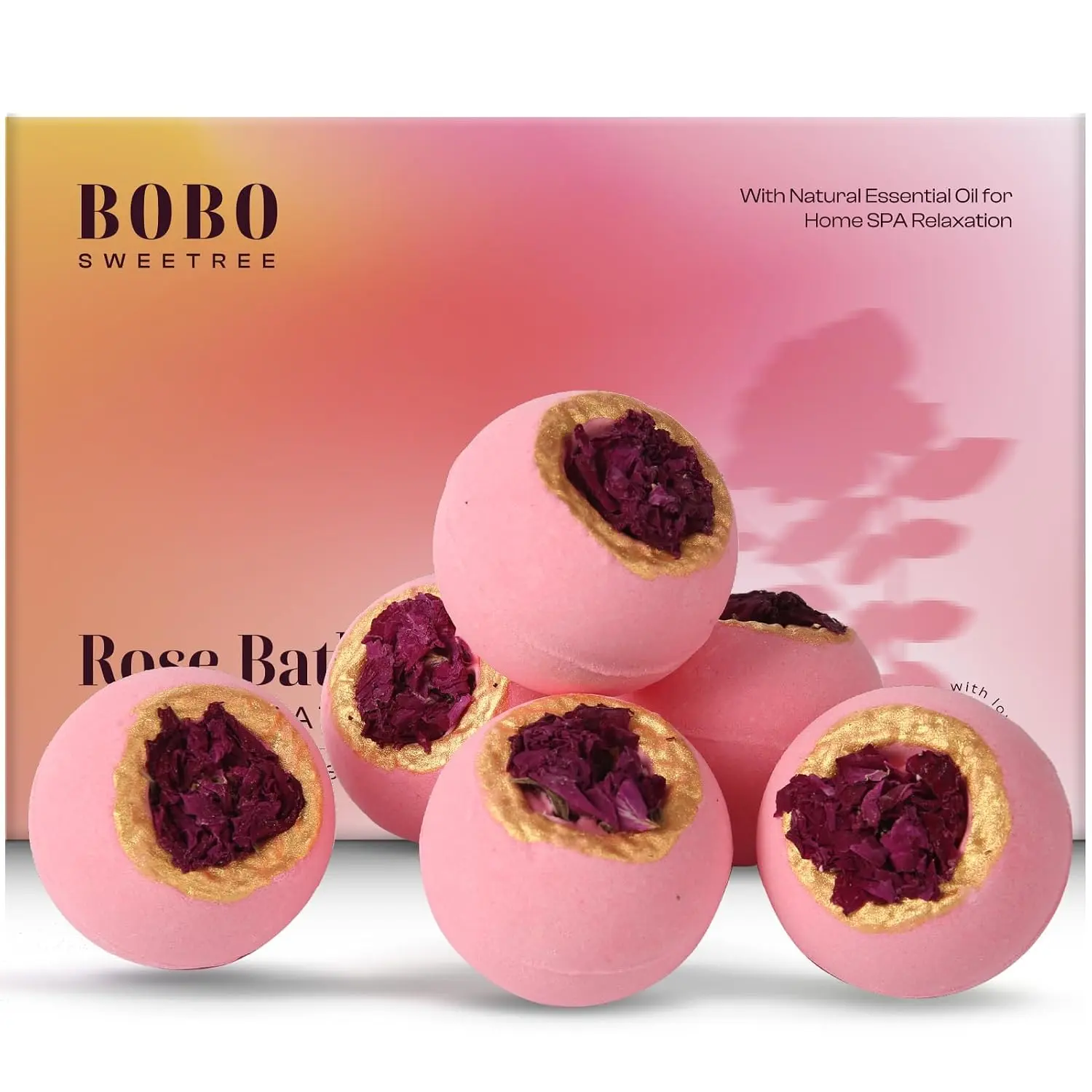 Bath Bombs Gift Set for Women, 6 Large with Real Flowers & Essential Oils | Home spa relaxation, aromatherapy self-care, moisturizing bath soak, birthday presents for mom, wife, girlfriend