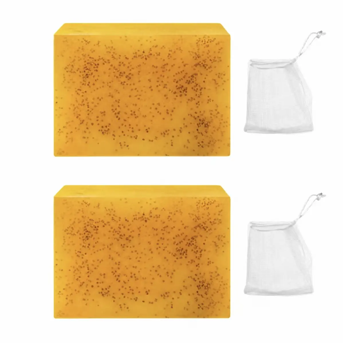 Turmeric Bar Soap with Lemon & KojicAcid - Gentle Moisturizer Cleanser for Sensitive Skin, Multi-Pack Bath & Body Care Cleansing Bar with Bubble Net for Summer Acne Facial Daily Use