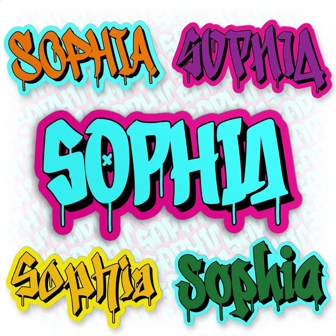 Custom Graffiti Name Stickers Personalized Name Colors Sticker Spray Paint Graffiti Waterproof Vinyl Decal Sticker for Laptop Water Bottle Hardhat Gifts for Her Him Adults X
