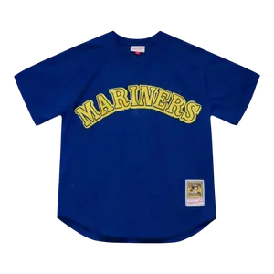 Mitchell & Ness Authentic Mesh BP Seattle Mariners 1991 Ken Griffey Jr. Men Baseball Jersey Dark Royal