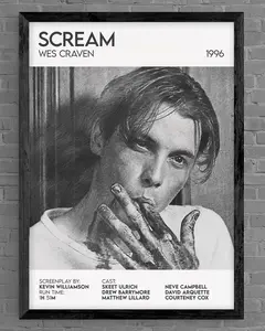 Scream  Movie Film Poster Print  Original  Pencil Sketch Drawing Cinema Black White Home Theatre Style 1996