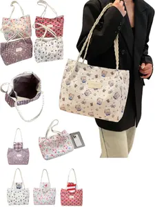 Cute Bear Print Tote Bag, Lightweight and Durable, Perfect for School, Commuting, Daily Use, Four Sweet Styles Available