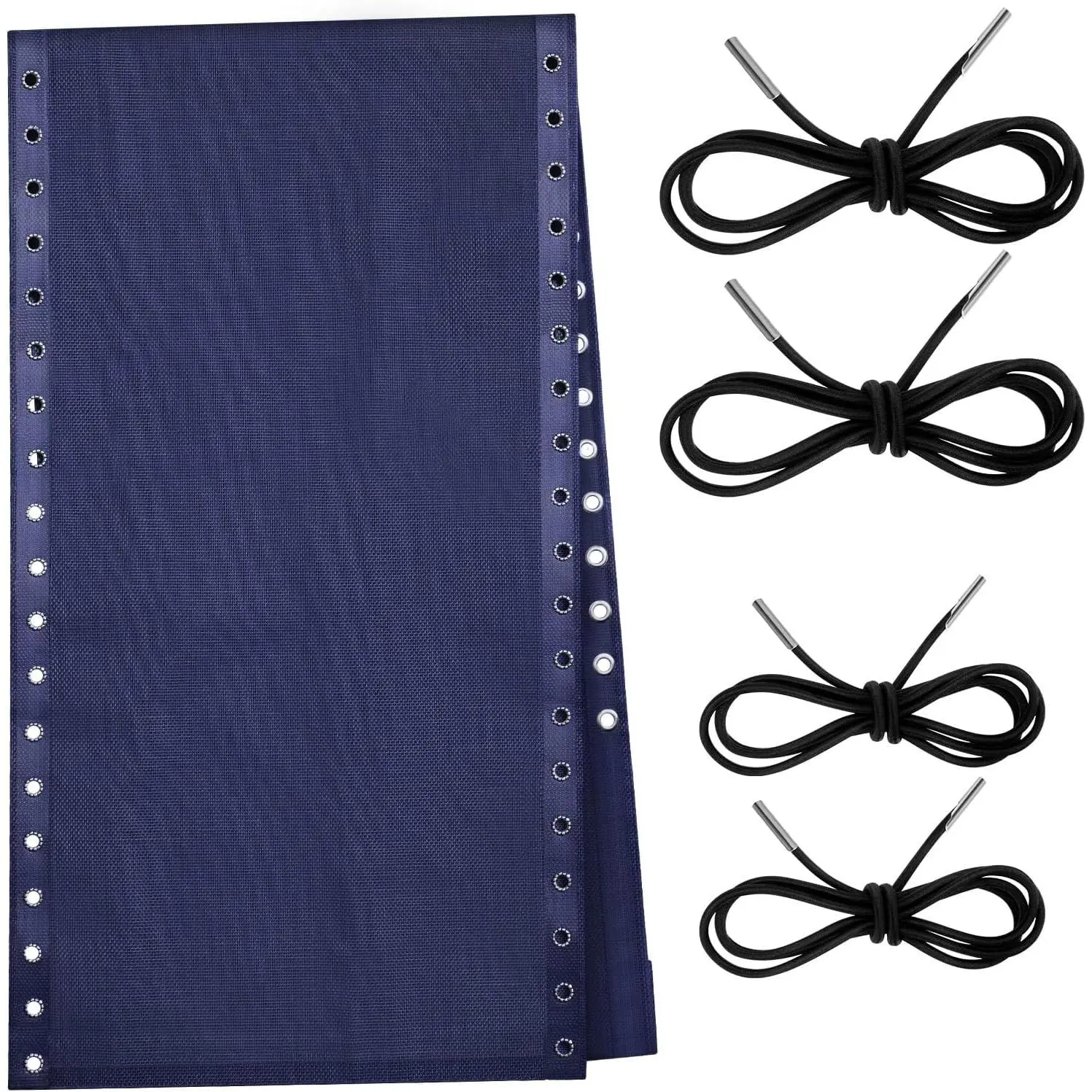 Chair Replacement Fabric with 4 Bungee Cord Lounge Chair Cloth Mesh Repair Kit for Patio Recliner Outdoor Lawn Pool(63 x 17 Inch,Blue)