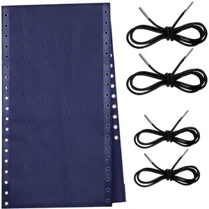 Chair Replacement Fabric with 4 Bungee Cord Lounge Chair Cloth Mesh Repair Kit for Patio Recliner Outdoor Lawn Pool(63 x 17 Inch,Blue)