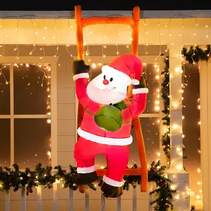 Christmas Gift 6ft Tall LED Inflatable Climbing Santa Decoration