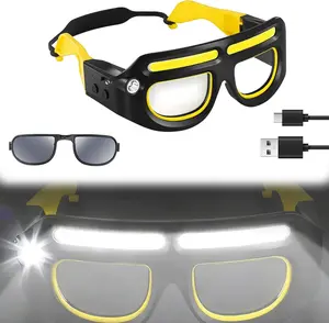 Gesture Control LED Glasses – Rechargeable Hands-Free Headlamp with 5 Modes & 230° Wide Beam, USB-C Sports Eyewear for Running, Camping, Night Work & Maintenance – Motion Sensor Light Glasses