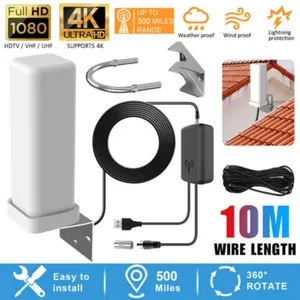 Outdoor Antenna Eu 8k 1080P Supports Iptv Channels, 5 Meter Cable Outdoor Digital Antenna Ultra HD Hdtv TV Antenna, High-Performance Reception, Living room