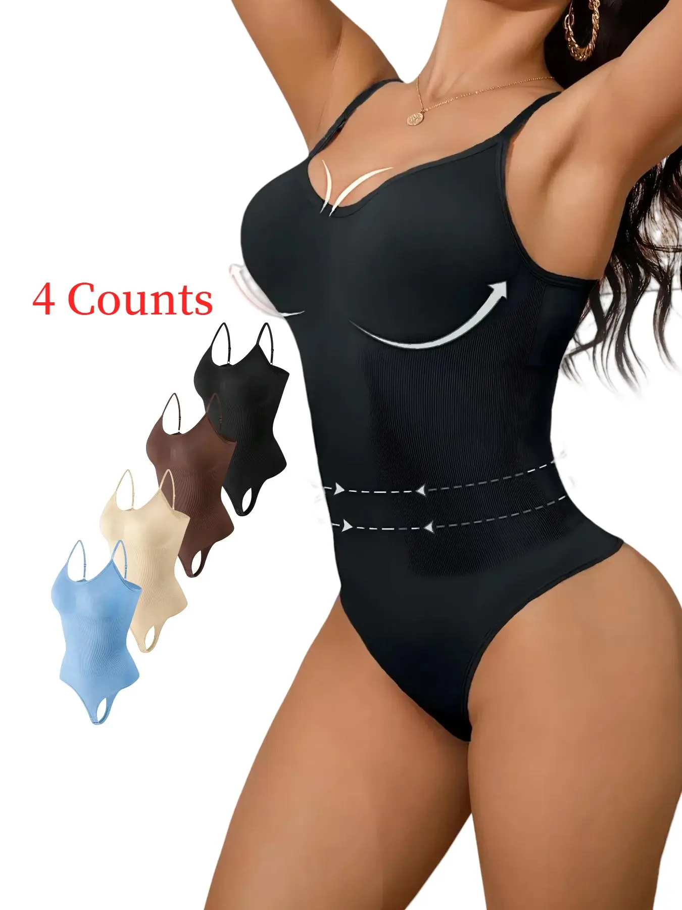 Adjustable Strappy Basic Crop Bodysuit for Women, Underwear, T-Back Design Shapewear, Tummy Control Compression Top, Perfect for All Seasons, Fit
