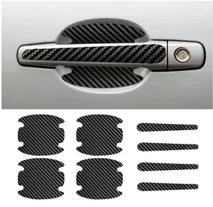 8PCS Car Door Handle Scratch Protectors, Carbon Fiber Car Door Handle Bowl Sticker, Universal Auto Doors Handles Paint Guard Cover, Doors Handles Cup Protective Film for Cars (Black)