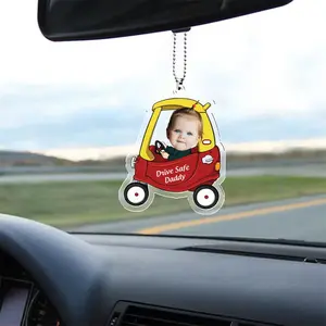 Drive Safe Daddy Gift, Custom Car Clip Photo, Personalized Acrylic Car Hanger, New Dad From Baby, Father's Day Gift, Customized Drive Safe Daddy Acrylic Car Hanger for Father's Day Gift, Dad To Be Gift, Father's Day Gift, Photo Car  Clip, Gift Decor