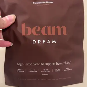 Beam Organics Dream Nighttime Hot Cocoa Powder - 10 Servings Organic Dairy-Free Self-Care Supplement, Melatonin Sleep Aid with L-Theanine, Magnesium, No Added Sugar (Cinnamon Cocoa, Brownie Batter, Sea Salt Caramel), Dairy Free Supplement, Chocolate, Low,