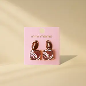 Football Sports Cushion Square Stud Earring Set - Perfect for Game Days or Casual Wear