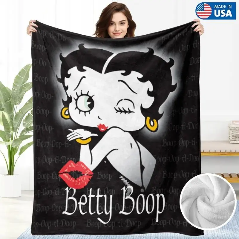 Vintage Pinup Ladies Cartoon Print Plush Polyester Flannel Throw Blanket - Ultra Soft, Fluffy Fabric, Cozy Indoor Use Decor for Bed & Sofa, Ideal for Animation Art Enthusiasts, Stain Resistant