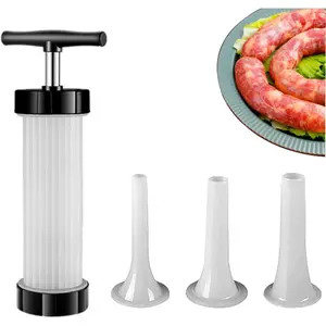 Homemade Manual Sausage Stuffer, Fast Food Grade Meat Filling Machine, Household Kitchen Sausage Maker Tool with 3 Stuffing Tubes