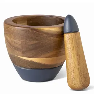 Acacia Wood Mortar & Pestle for Cooking - Kitchen Utensil & Gadget Traditional Grinding