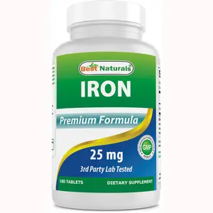 Best Naturals Iron Supplement (Iron Bisglycinate) - 25mg - 180 Tablets - Gentle of Stomach - Non-Constipating