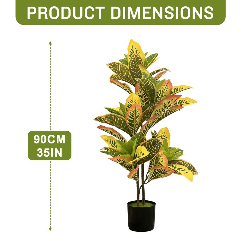 3.2FT Color-Changing Ficus Microcarpa Artificial Tree - Vibrant Potted Decor for Home, Office, Courtyard & Garden