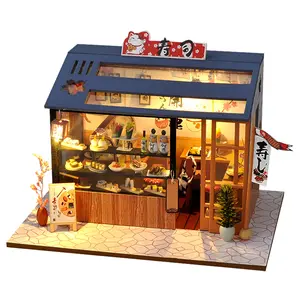Sushi sauce sauce DIY Exquisite 3D Miniature Dollhouses Room Decorations Mini Craft Kits for Living Room Tabletop Holiday Gifts Thanksgiving Halloween Christmas Birthdays Tools Glue Batteries Not Included