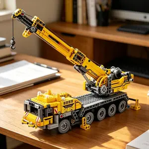1008pcs City Series Engineering Vehicle Construction Building Blocks Set, Crane and Forklift Models, Perfect Gift for Collectors, Desk Decor