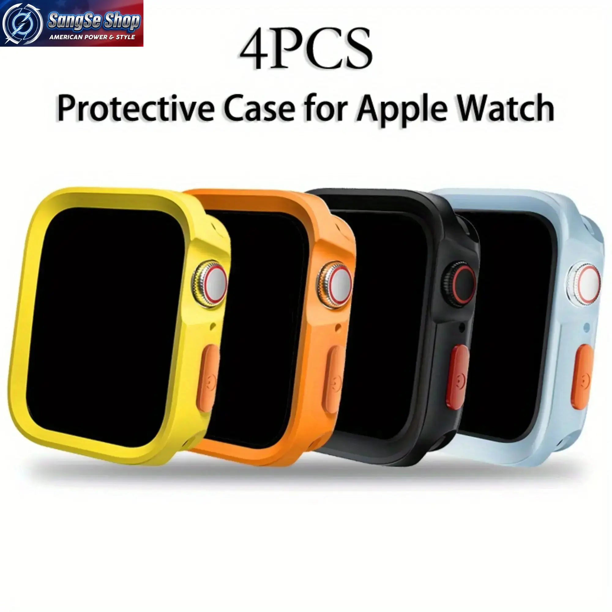 4-Pack TPU Shockproof Apple Watch Case 2026 Trend Flexible Soft Protective Cover Anti-Scratch Bumper Case Set Compatible with Apple Watch Series 4–10 SE 40/41/42/44/45/46mm Lightweight Durable Watch Protection Accessory for Daily Wear and Outdoor Use