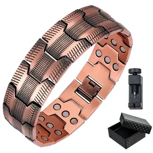 Men's Copper Magnetic Bracelet with Adjustable Fit, Stylish Copper Band Featuring High-Gauss Ndfeb Magnets, Durable and Trendy Men's Jewelry Accessory, Adjustable Bracelets